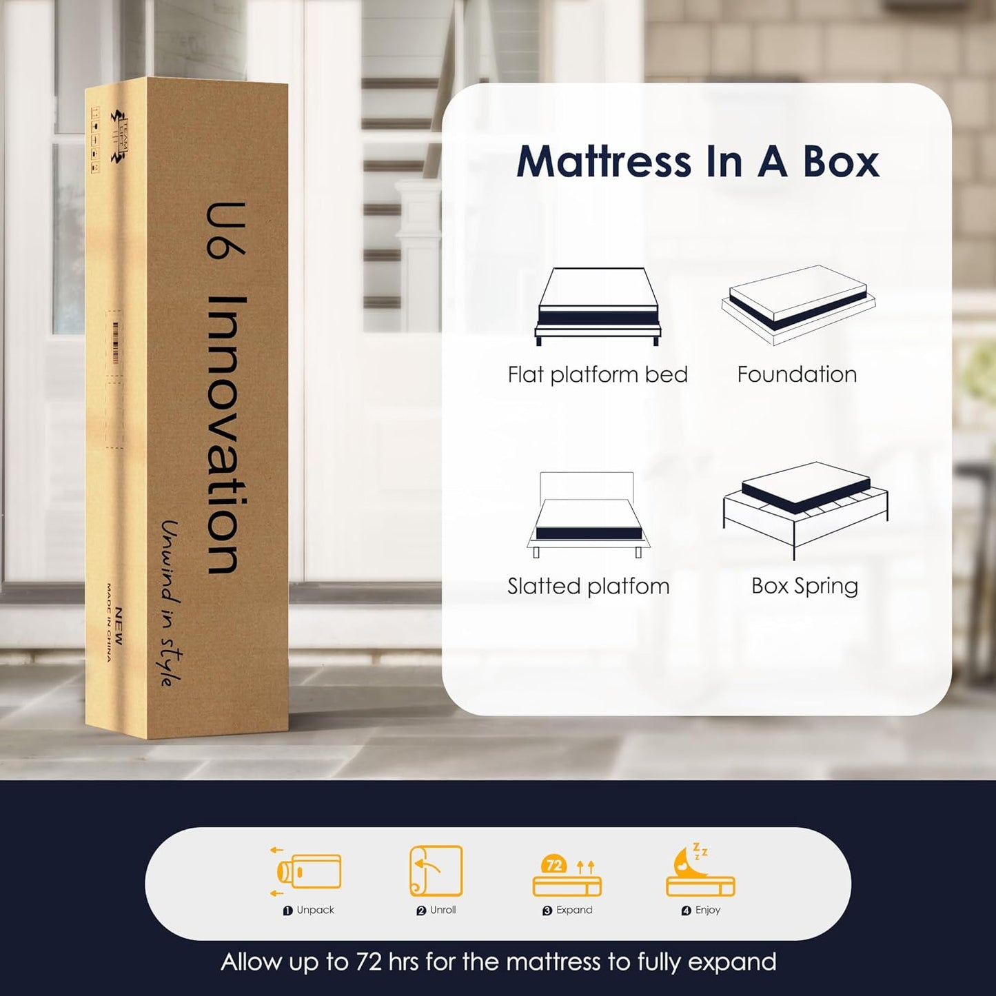 10 Inch Gel-Infused Memory Foam Mattress Queen Size,Medium Soft with Removable Washable Cover Cooling Gel Bed in a Box,CertiPUR-US Certified,60"X80"X10" Navy Blue