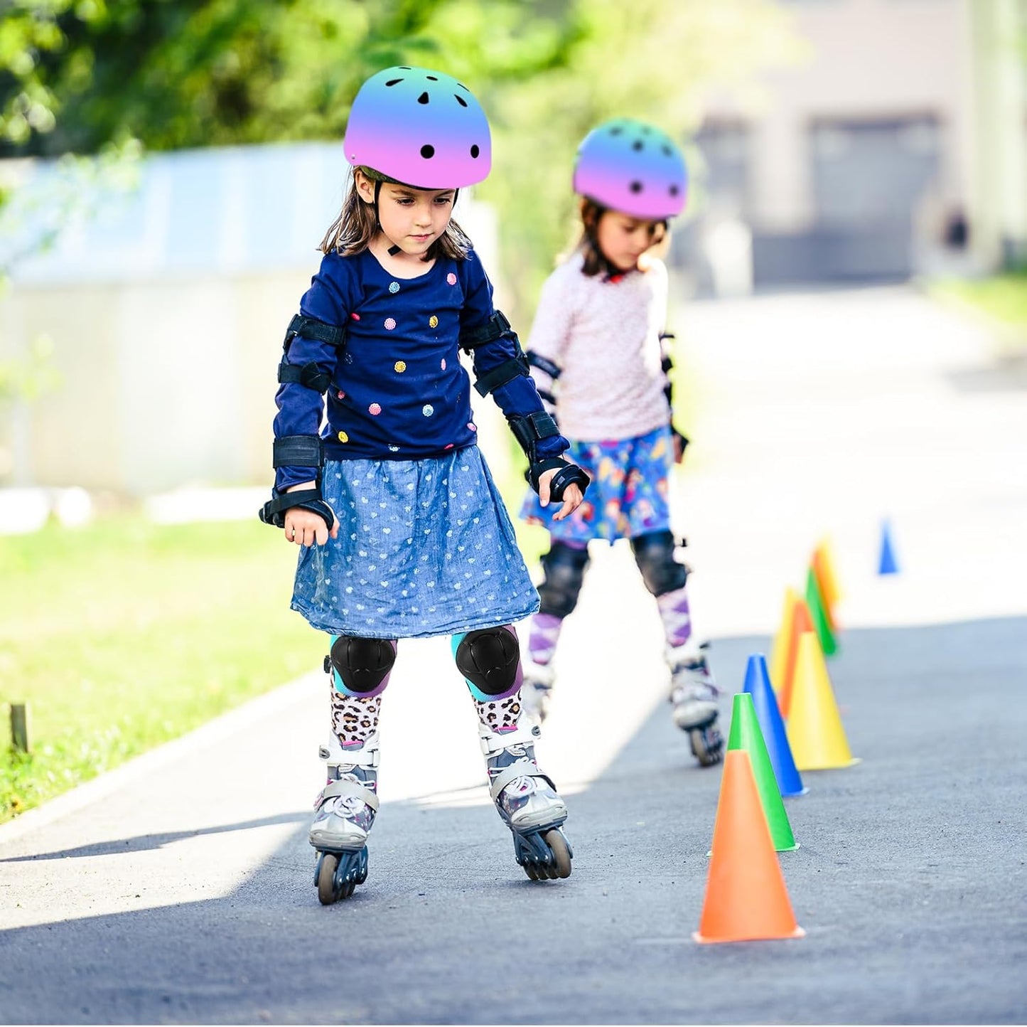 Kids Helmet,Toddler Skateboard Helmets for Ages 2-3-5-8-14 Years Boys Girls with Knee and Elbow Pads Wrist Guards fit Roller Skates,Skateboarding,Skating Scooter Adjustable Kids Helmet
