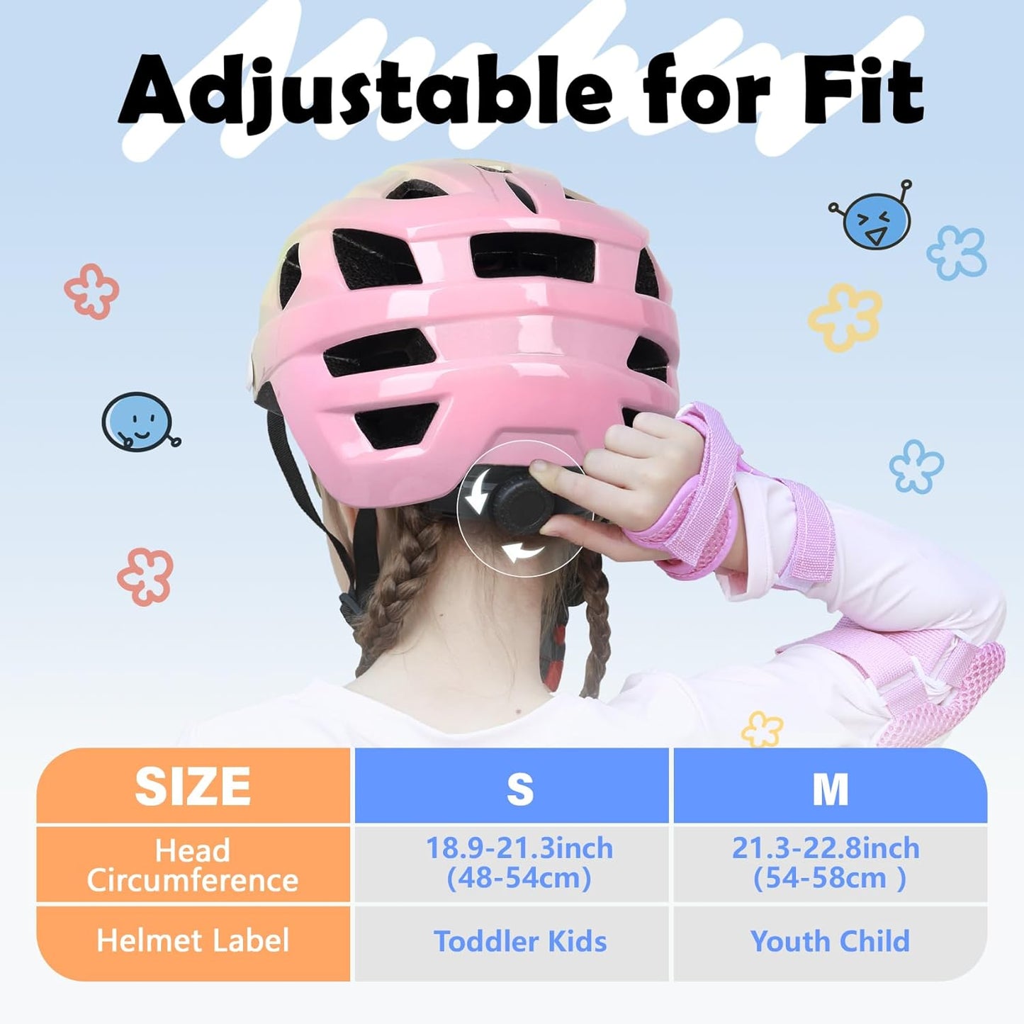Kids Bike Helmet, 2 Size Adjustable for Youth Toddler Boys & Girls 3-5-8-10-12-14 Years, Child Helmets with Visor for Skating Cycling Scooter