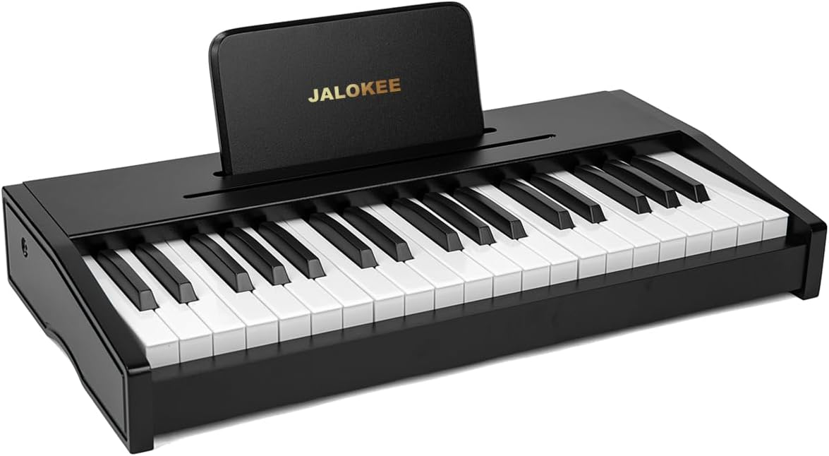 Kids Piano Keyboard, Digital Piano for Kids, Music Educational Instrument Toy, Wood Toy for 3+ Girls and Boys (Black, 37 Keys)