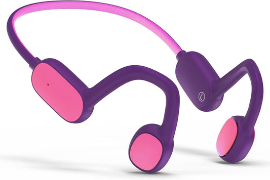 Kids Headphones, Bluetooth 5.2 Air Conduction Open Ear Headphones, 85dB Volume Limiting, Stereo Sound with Mic, IPX5 Waterproof, 20H Playtime, Perfect for School and Outdoor Activities-Purple