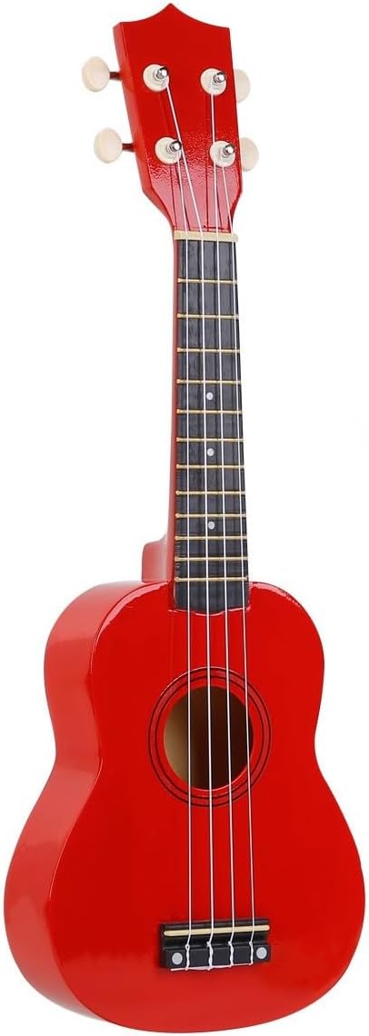 Kids Child Children Wooden Acoustic Guitar Ukulele 21 Inch 4 String Musical Instruments Perfect For Beginner (Red)