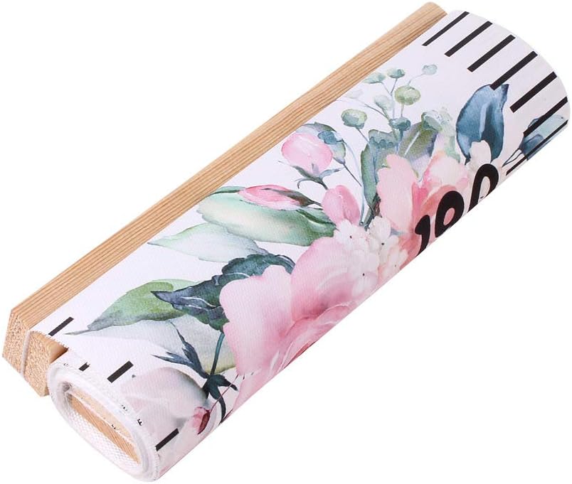 Kids Growth Chart, Wood Frame Fabric Canvas Height Measurement Ruler from Baby to Adult for Child's Room Decoration 7.9 x 79in (7.9 x 79in, Flowers)