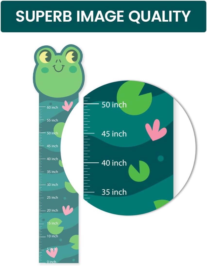 Kids Height Chart, Frog Theme Wall Sticker, Animal Wall Decal, Nursery Wall Art Sticker, Kids Room Growth Chart Wall Mural for Children