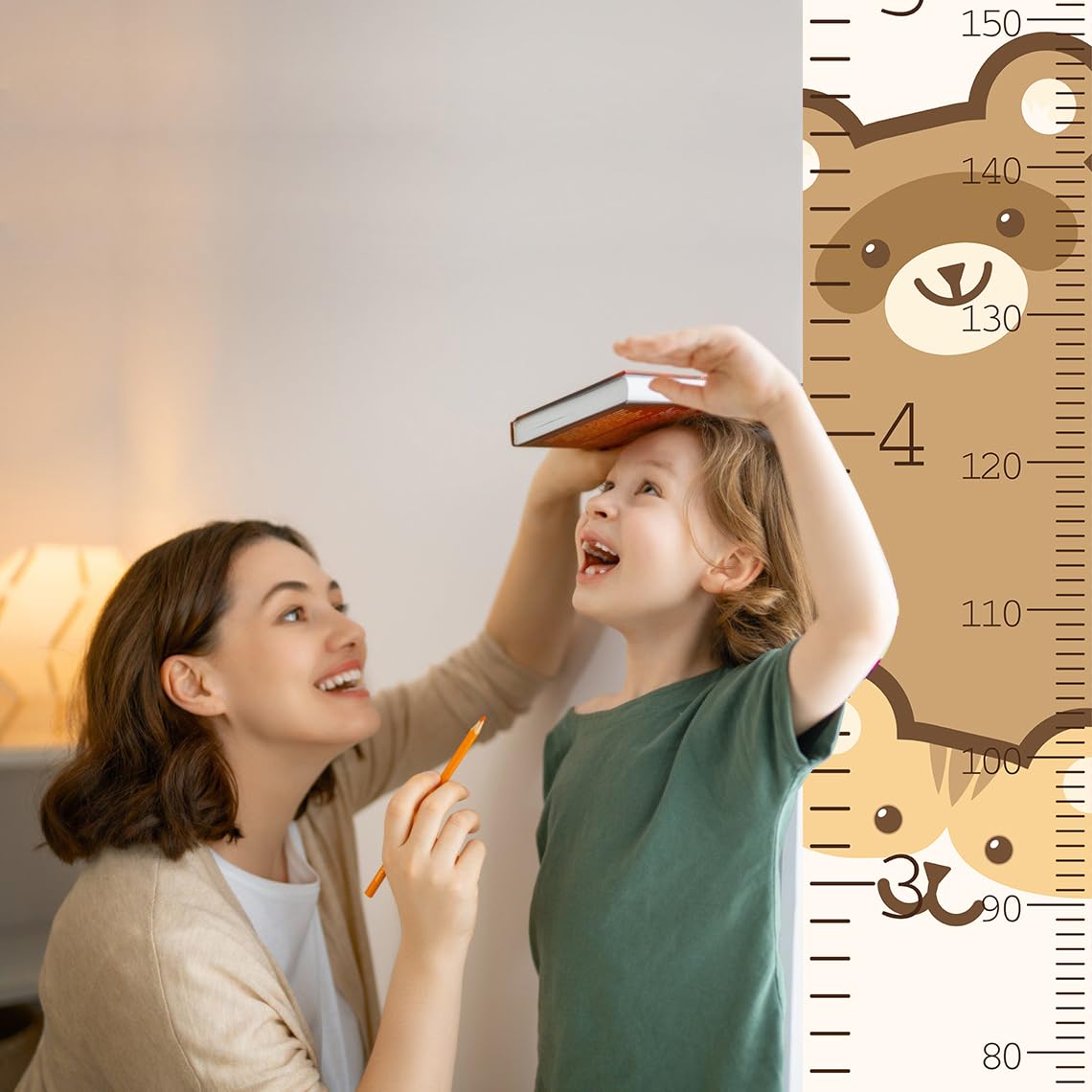 Kids Height Wall Chart in Inch Child Measurement Ruler Growing Tracker Canvas Growth Charts Toddler Bedroom Nursery Room Playroom Decor