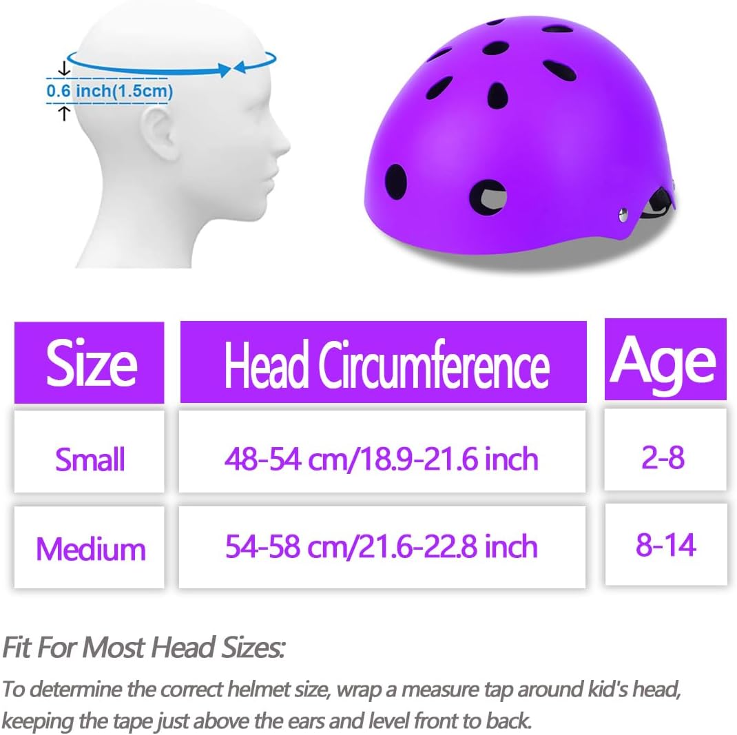 Kids Bike Helmet for Ages 2-14, Adjustable Safety Toddler Helmet with Protective Gear Set, Skateboard Scooter Helmets with Knee Elbow Pads Wrist Guards