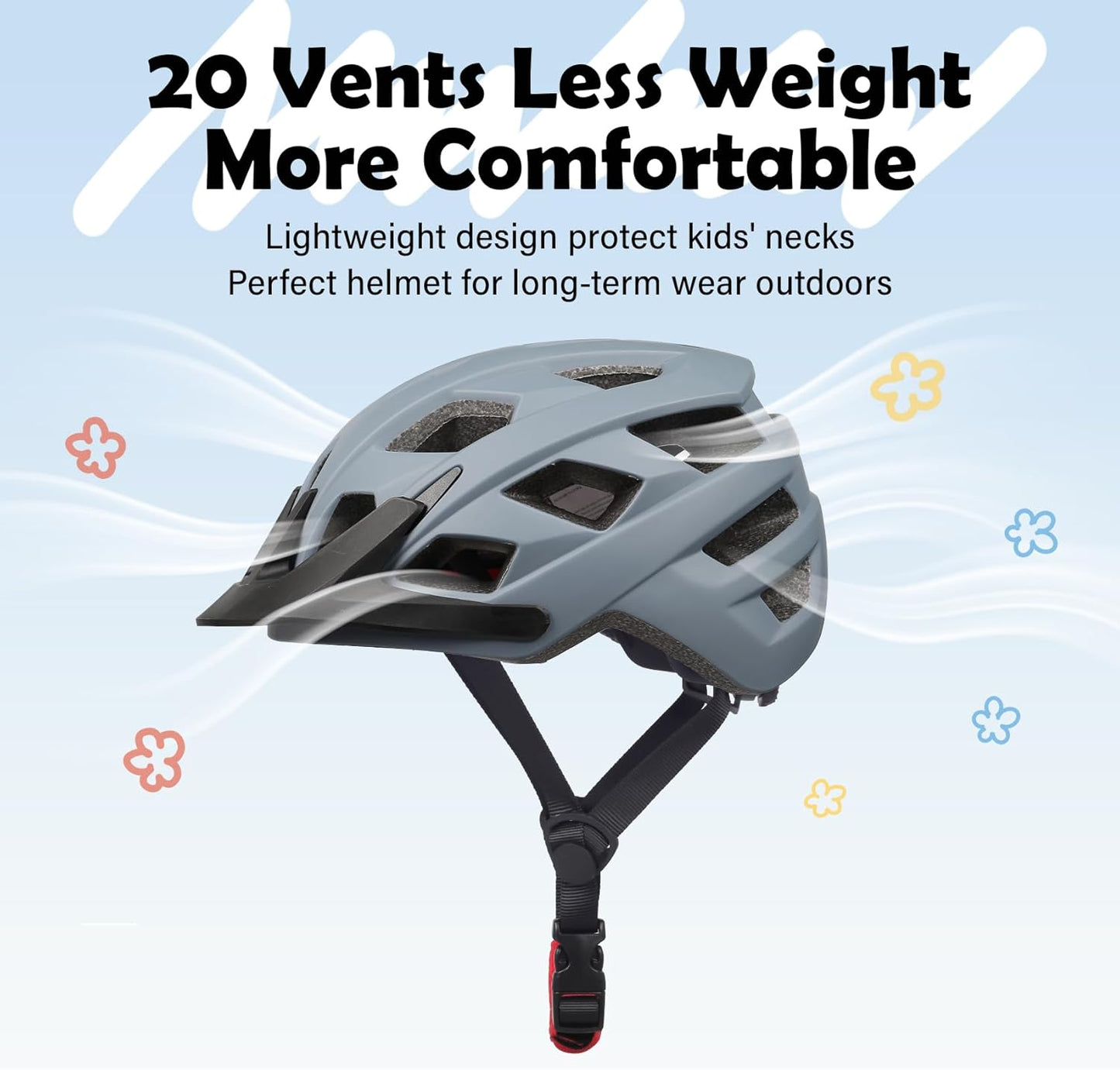 Kids Bike Helmet, 2 Size Adjustable for Youth Toddler Boys & Girls 3-5-8-10-12-14 Years, Child Helmets with Visor for Skating Cycling Scooter