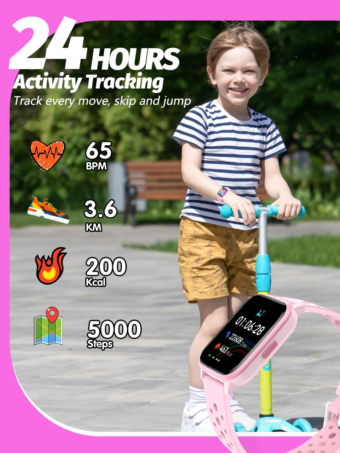 Kids Smart Watch Girls Boys, Smart Watch for Kids Gifts for 4-16 Years Old with Sleep Mode 19 Sports Mode Pedometer Birthday Gift for Boys Girls
