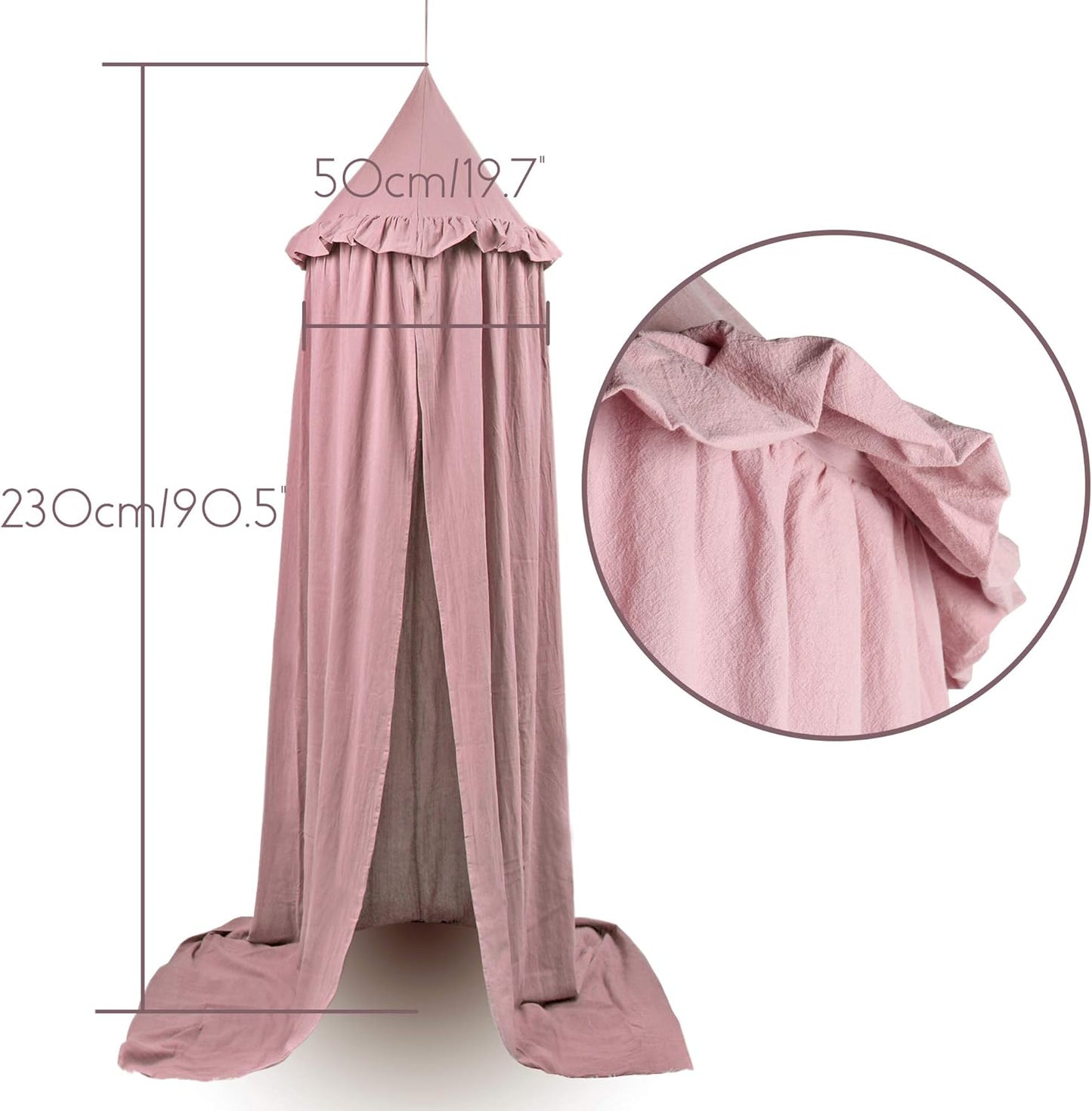 Kids Bed Canopy with Frills Cotton Cover Net for Crib Reading Nook Curtain Hideaway Hanging Round Tent Nursery Bedding Play Room Decor