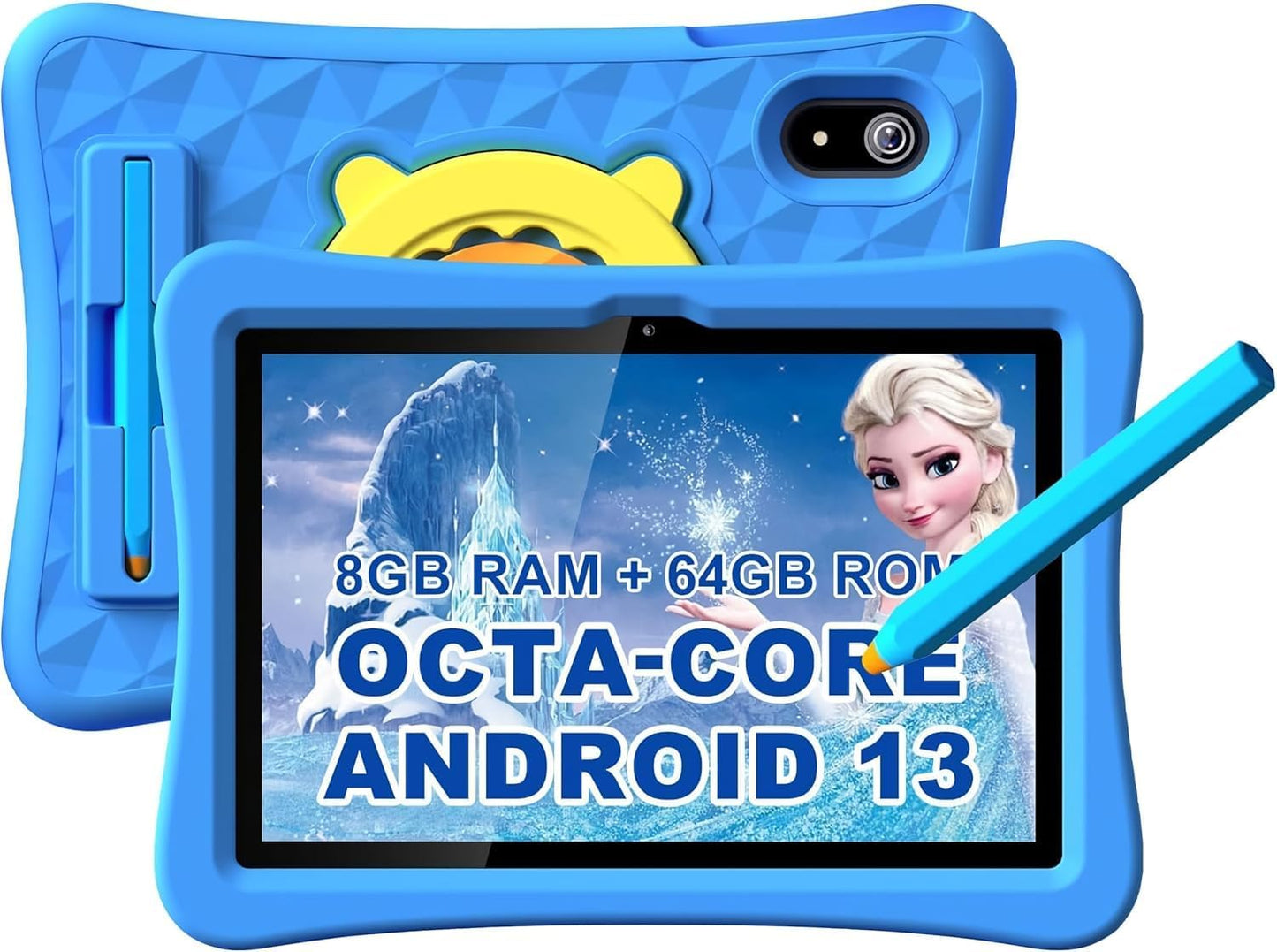 10.1 Inch Kids Tablet with Stylus & Case | Octa-Core 8GB RAM 64GB ROM | 7000mAh Android Tablet for Ages 3-12 | Parental Control, Pre-Installed Apps & GMS Certified