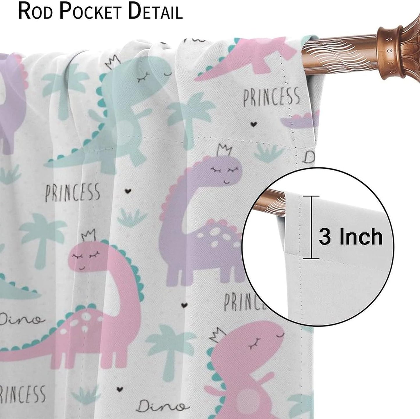 Kids Dinosaur Curtains for Boys Girls Bedroom Decor Cartoon Dino Colorful Cute Funny Animal Wildlife Printed Blackout Rod Pocket Window Drapes for Baby Nursery Playroom W21xL45in 2 Panels