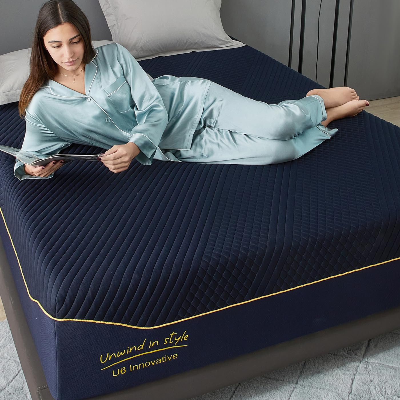 10 Inch Gel-Infused Memory Foam Mattress Twin Size,Medium Soft with Removable Washable Cover Cooling Gel Bed in a Box,CertiPUR-US Certified,38"X75"X10" Navy Blue