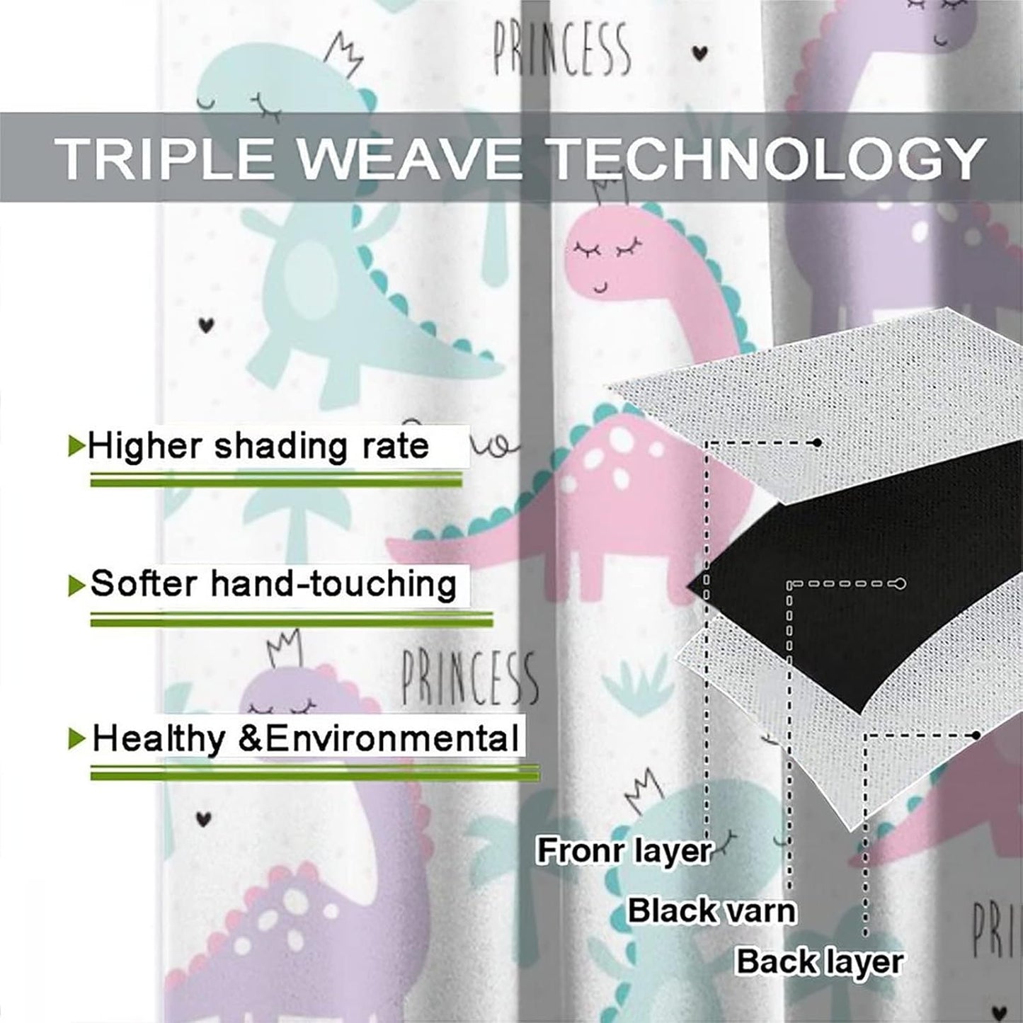 Kids Dinosaur Curtains for Boys Girls Bedroom Decor Cartoon Dino Colorful Cute Funny Animal Wildlife Printed Blackout Rod Pocket Window Drapes for Baby Nursery Playroom W31.5xL72in 2 Panels