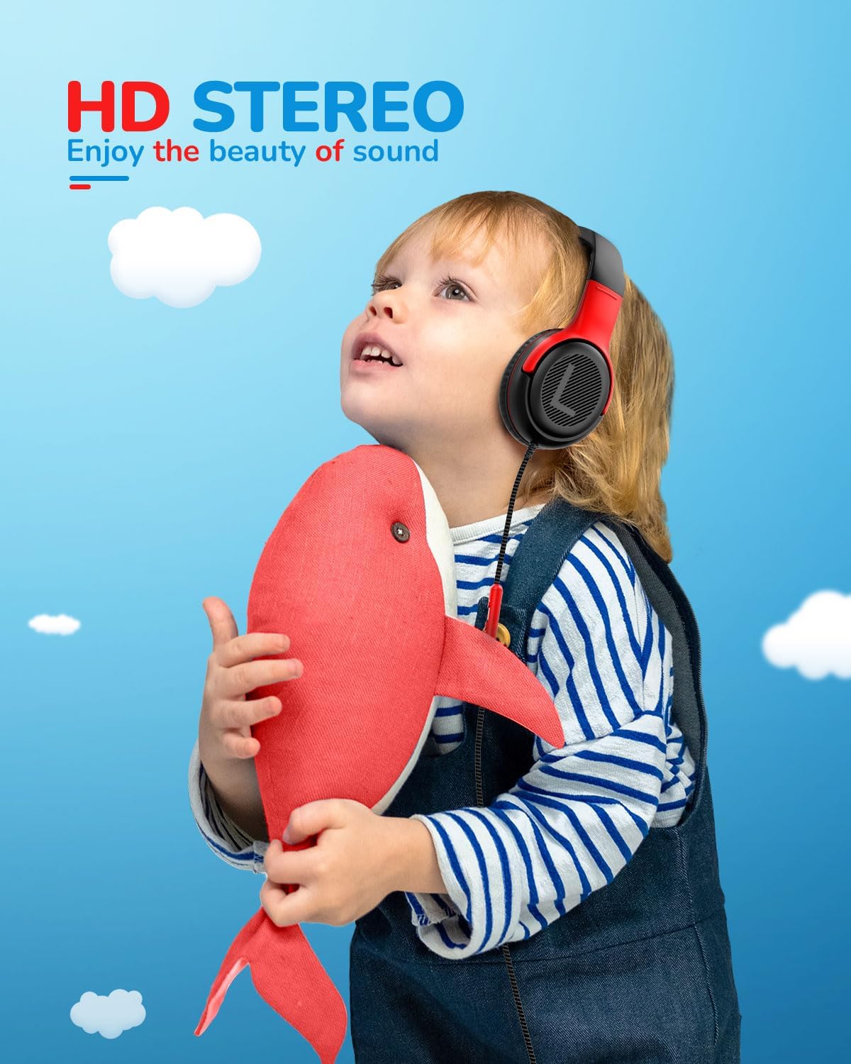 Kids Headphones Wired Toddler with Microphone, Over-Ear Headphones, 85/94dB Volume-Limiting, 3.5mm Jack, Foldable On-Ear Design - Safe & Comfortable for Learning & Entertainment