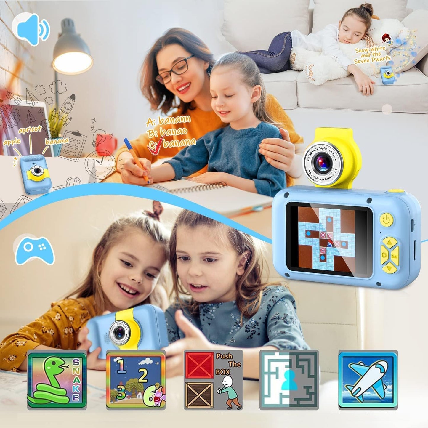 Kids Camera, Toddler Kid Digital Camera with 180°Flip Lens & 2.4in IPS Screen, Birthday Festival Gifts Present Toy for 4 5 6 7 8 9 10 11 Year Old Girls/Boys, 32 GB Card Included, X101