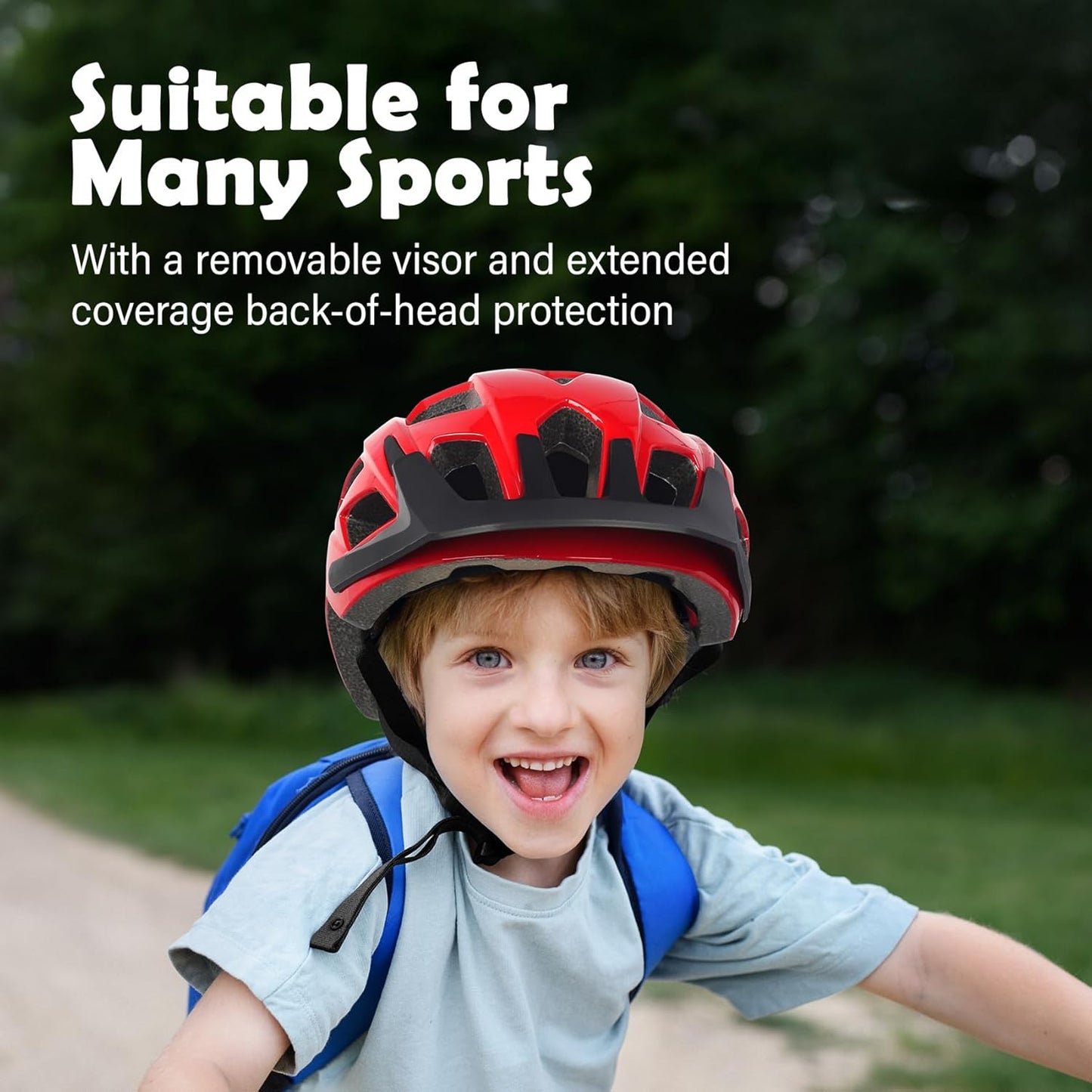 Kids Bike Helmet, 2 Size Adjustable for Youth Toddler Boys & Girls 3-5-8-10-12-14 Years, Child Helmets with Visor for Skating Cycling Scooter