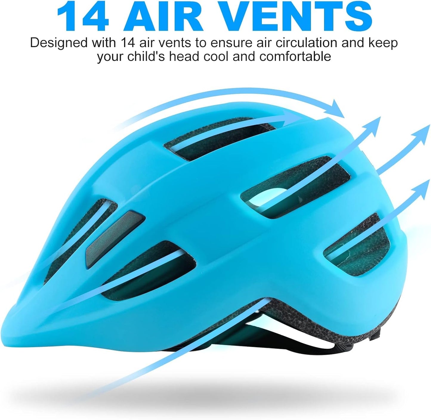 Kids Bike Helmet for Ages 1-8 Years, Adjustable Toddler Boys and Girls Helmets, Lightweight Child Infant Bicycle Cycling Scooter Sports Helmet 48-54cm