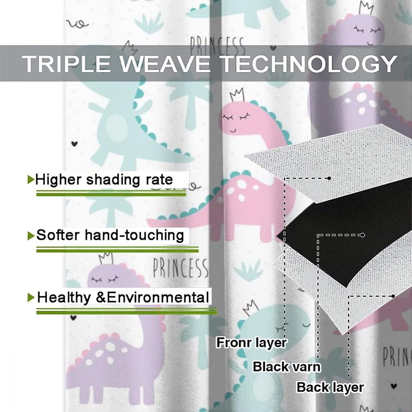 Kids Dinosaur Curtains for Boys Girls Bedroom Decor Cartoon Dino Colorful Cute Funny Animal Wildlife Printed Blackout Rod Pocket Window Drapes for Baby Nursery Playroom W26xL84in 2 Panels