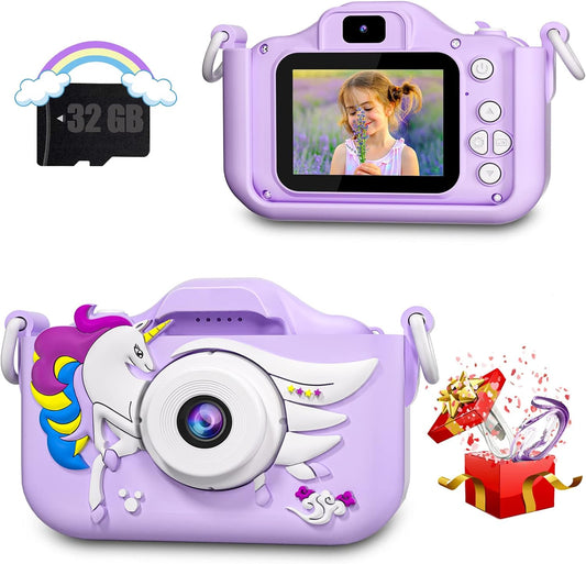 Kids Camera Toys for 3 4 5 6 7 8 9 10 11 12 Years Old Boys/Girls, Kids Digital Camera for Toddler with Video, Birthday Festival for Kids, Selfie Camera for Child, 32GB TF Card