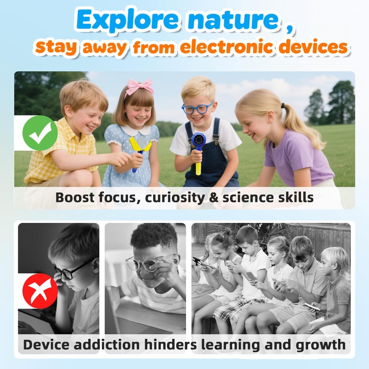 Kids Microscope with Bug Catcher Kit, 1080P Digital Mini Handheld Microscope STEM Science Toy with LED Light, Rechargeable, Portable, Supports 64GB TF Card, Educational Gift for Kids Ages 3-12 (Blue)