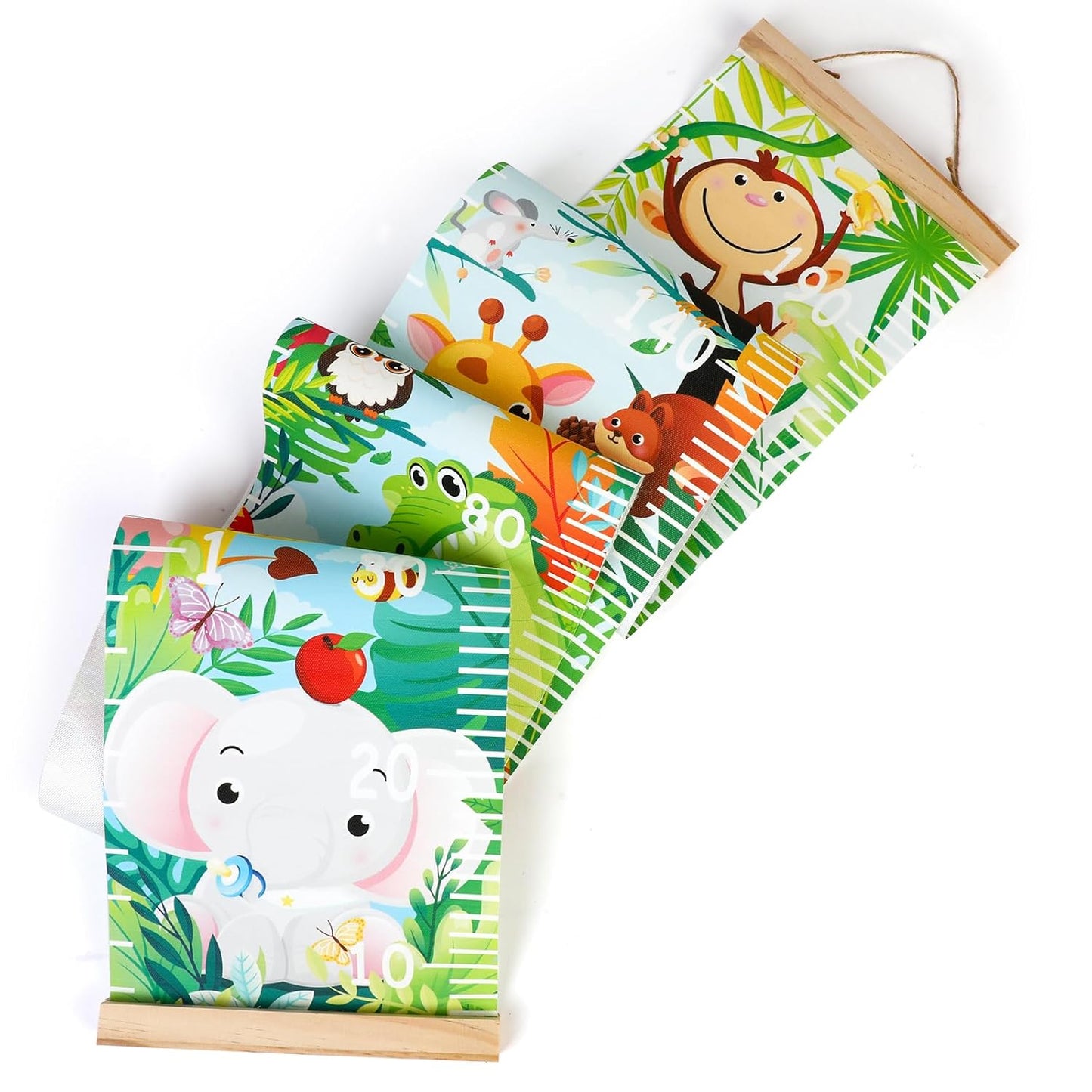 Kids Growth Chart Height Measuring Chart, Animal Jungle Canvas Wall Hanging Rulers for Baby Children Girls Bedroom Decor 74.8''* 7.87'' (Animal)