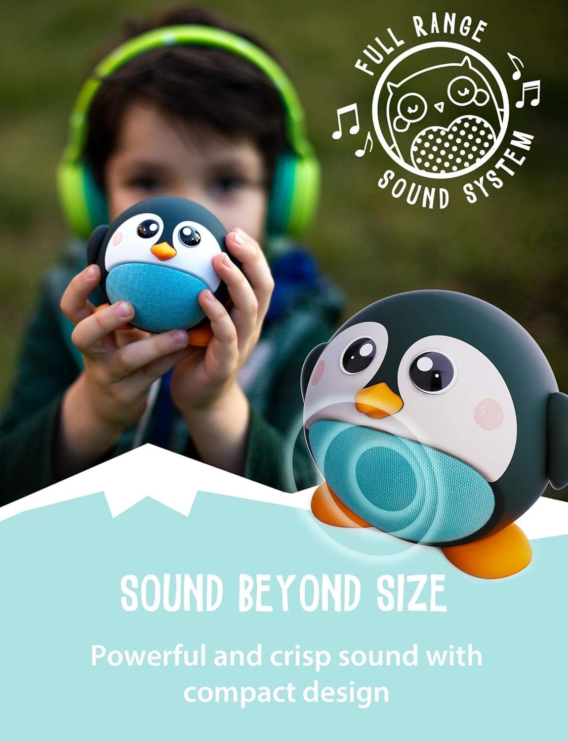 Kids Bluetooth Speaker Boys and Girls with Microphone, Mini Bluetooth Speaker Portable Wireless, 60 Day Battery, for Home, Outdoor and Travel, Works with iPhone and Android – Pepper Penguin