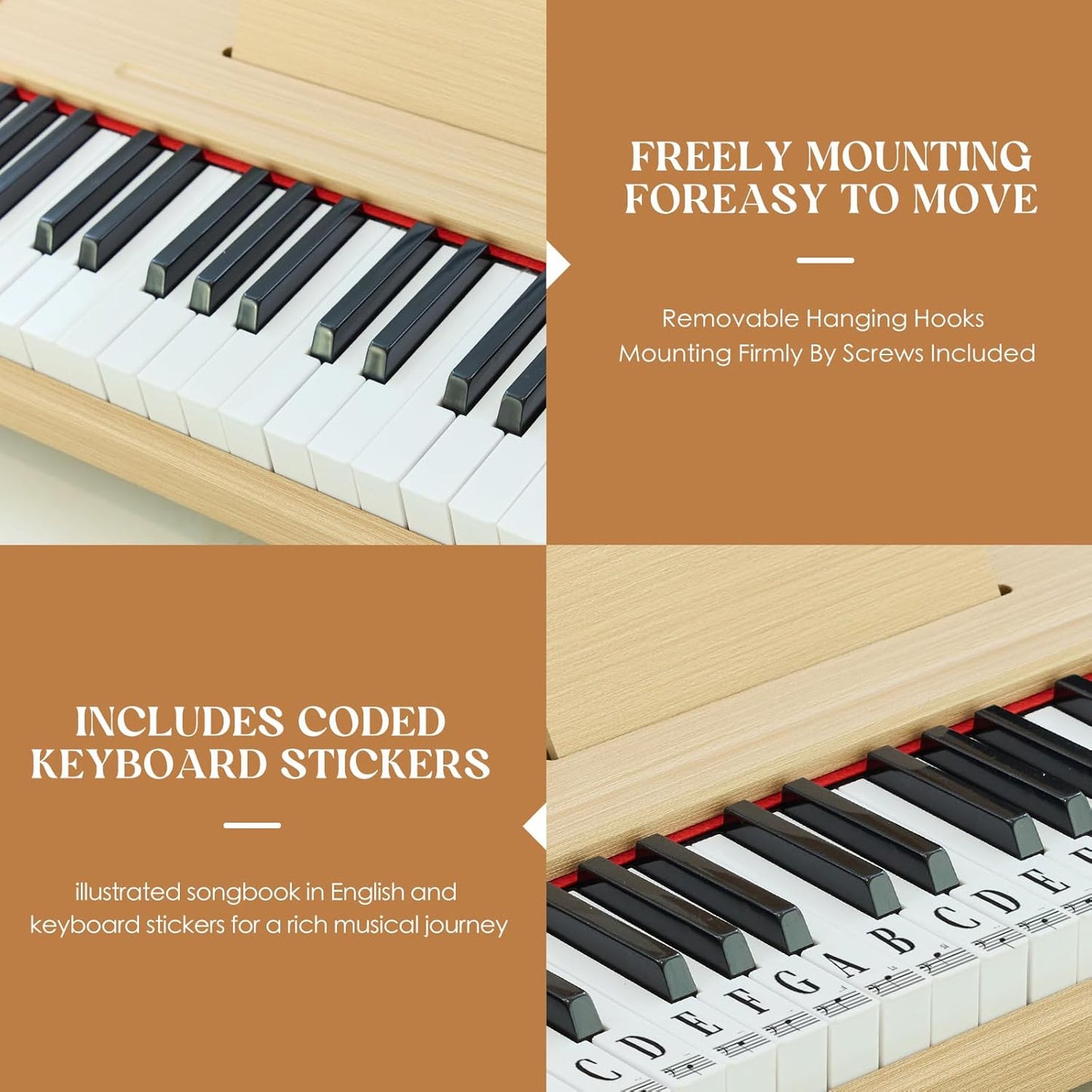 Kids Piano Keyboard, 37 Keys Digital Piano for Children, Toddler Music Educational Instrument Toy Wood Piano for 3+ Girls and Boys