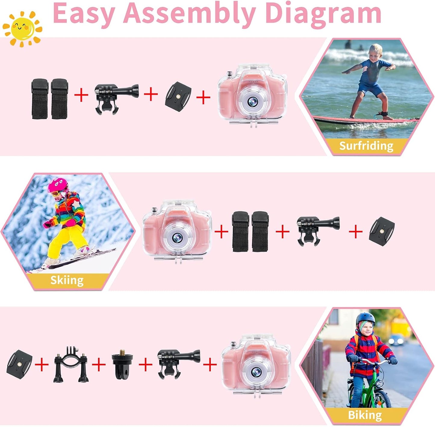 Kids Camera Underwater Waterproof Digital Camera for Kids 2 Inch IPS Screen 1080P HD Kids Video Action Camera for 3 4 5 6 7 8 9 10 Year Old Girls Boys Thanksgiving Christmas Birthday Gift