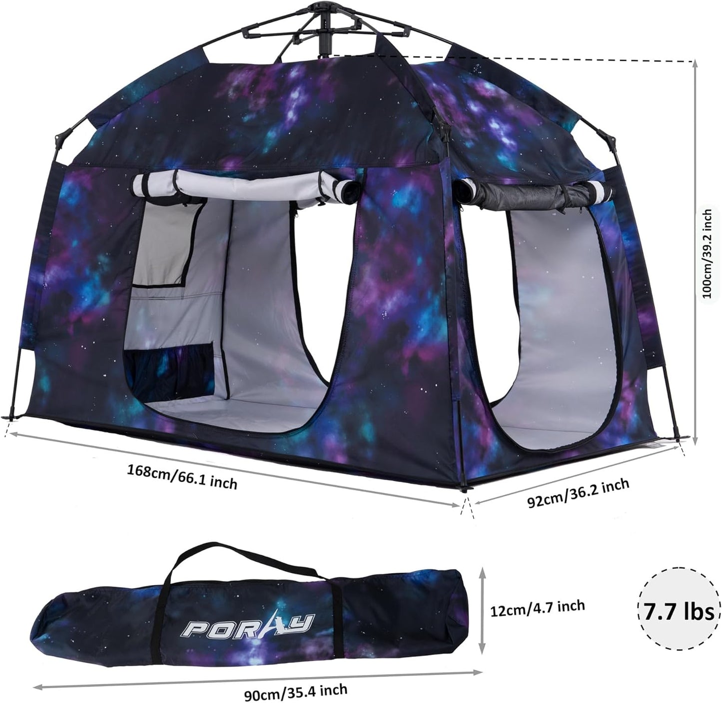 Kids Play Tent-Portable Playhouse Children House -Easy Set up Indoor Outdoor with Carry Bag for Kids-Light Strip Design for Night use -Space for Children and Parents-Birthday (Galaxy)