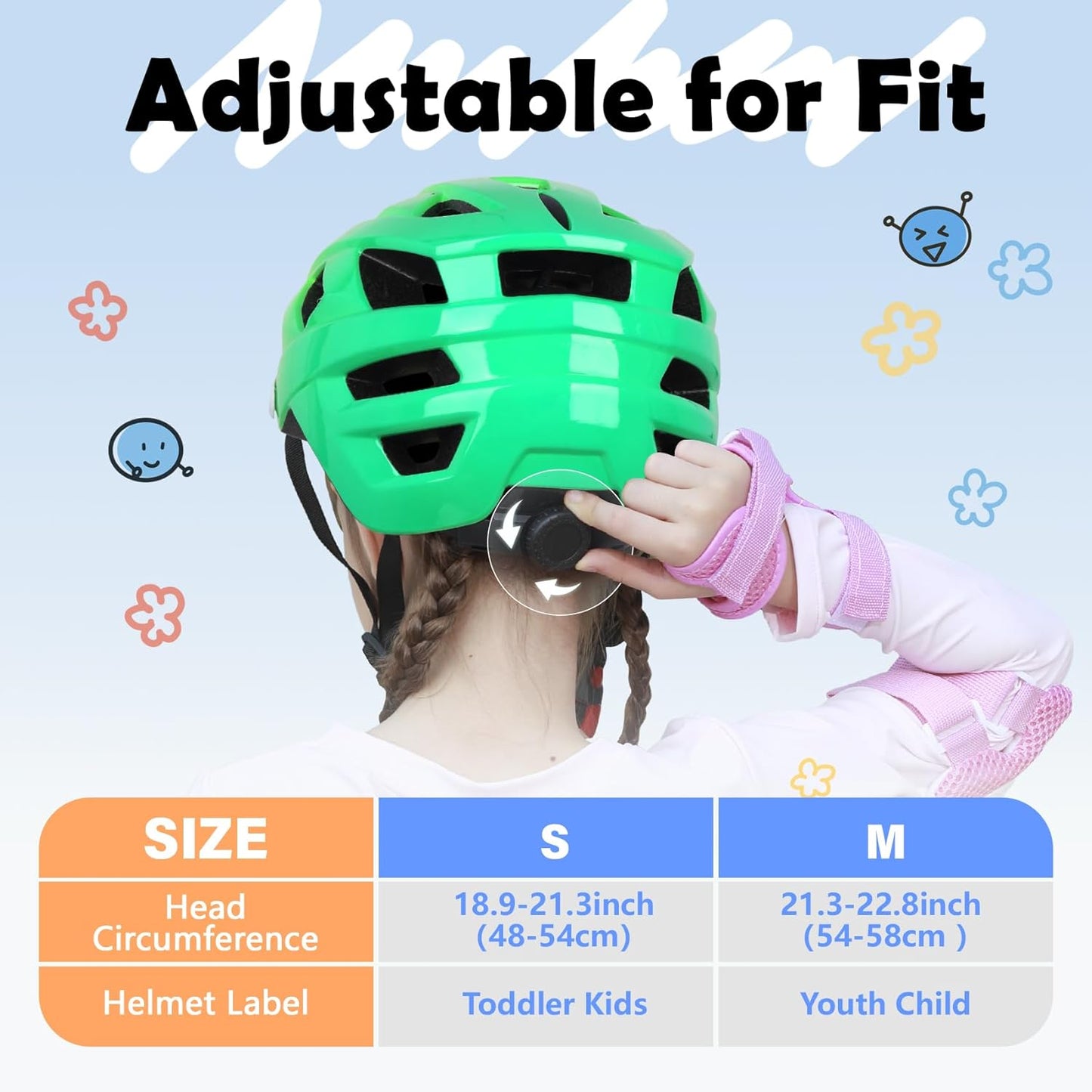 Kids Bike Helmet, 2 Size Adjustable for Youth Toddler Boys & Girls 3-5-8-10-12-14 Years, Child Helmets with Visor for Skating Cycling Scooter