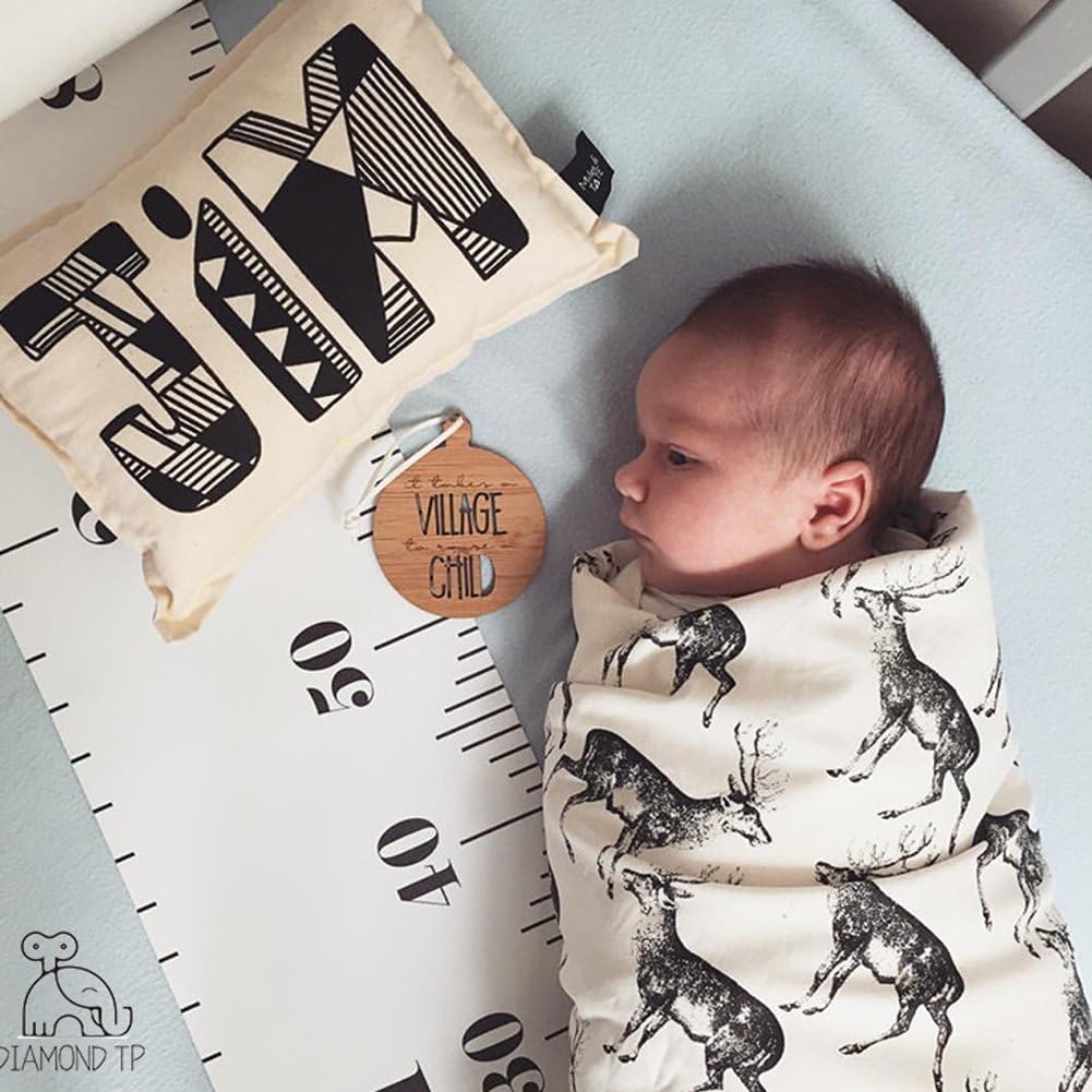 Kids Growth Chart, Wood Frame Fabric Canvas Height Measurement Ruler from Baby to Adult for Child's Room Decoration 7.9 x 79in (7.9 x 79in, Colorful Cloud)