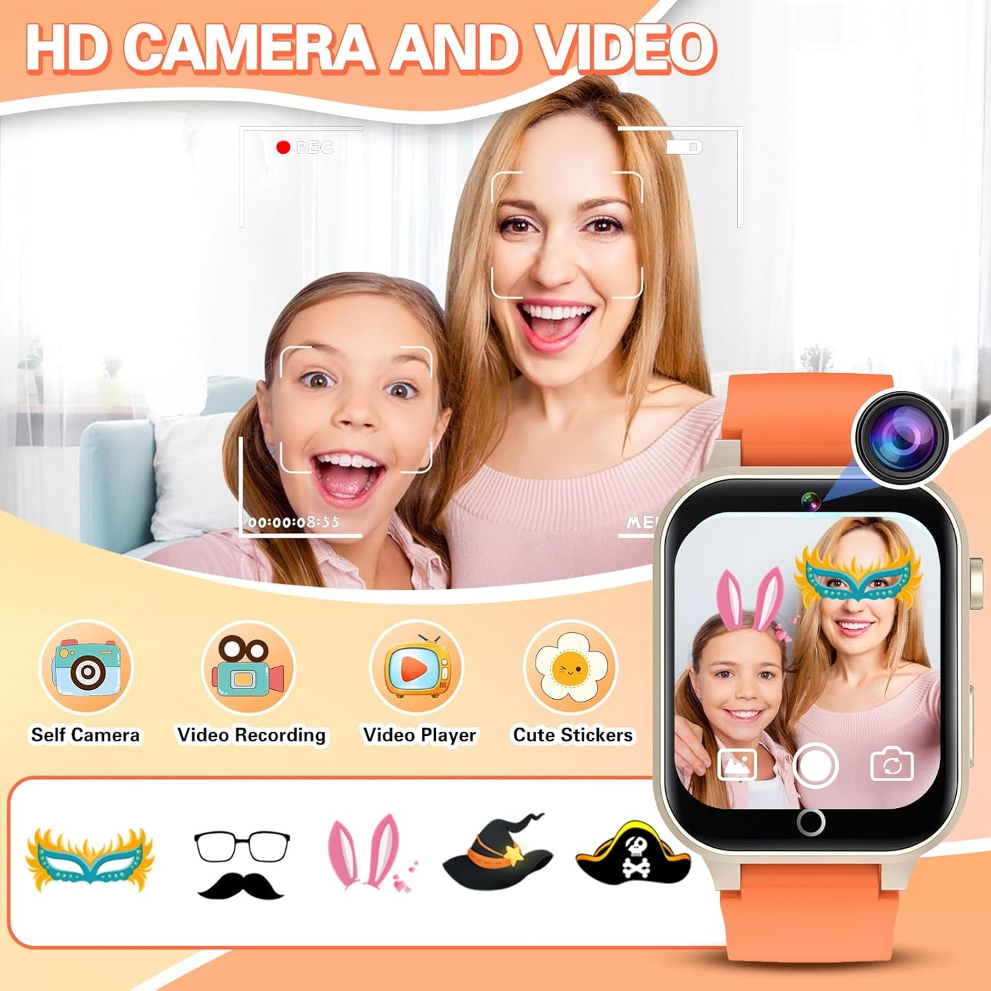 Kids Smart Watch Girls Gift for Girls Aged 6-12, HD TouchScreen Kids Watch with 26 Games Video Camera Music Pedometer Audiostory Learn Card Educational Toys Birthday Gifts for Girls Ages 5 6 7 8 9