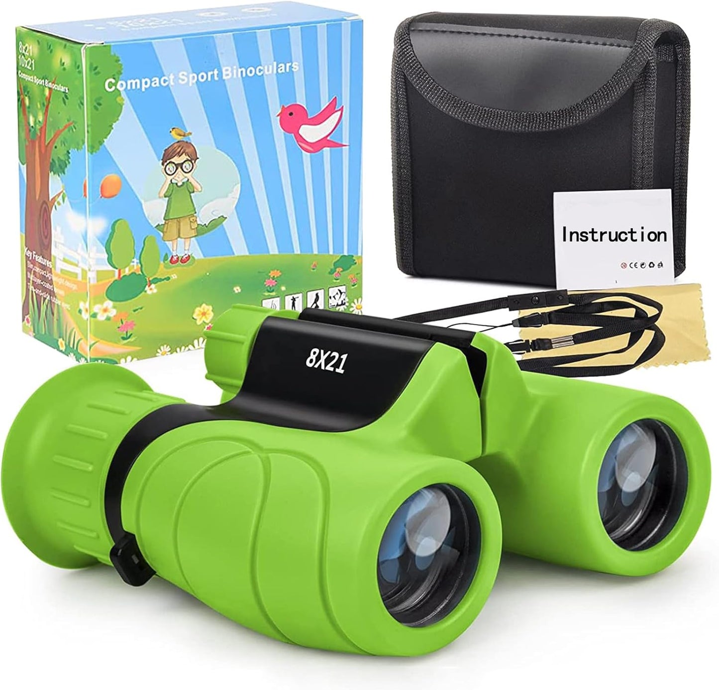 Kids Binoculars,Shockproof 8 x 21 High Resolution Compact Kids Binoculars Real for 3-12 Boys and Girls,Perfect for Bird Watching, Hiking,Camping,Travel, Christmas Birthday Gift