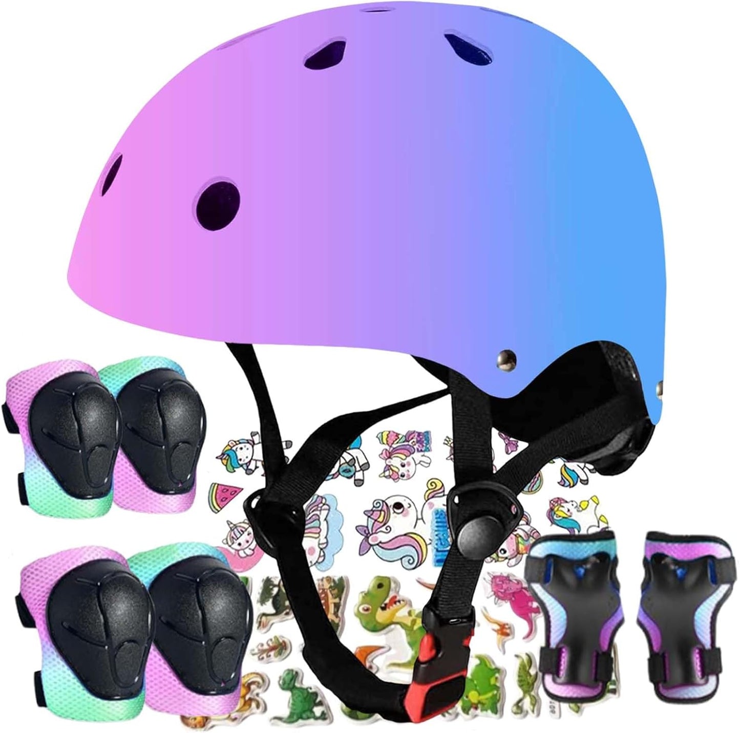 Kids Helmet,Toddler Skateboard Helmets for Ages 2-3-5-8-14 Years Boys Girls with Knee and Elbow Pads Wrist Guards fit Roller Skates,Skateboarding,Skating Scooter Adjustable Kids Helmet