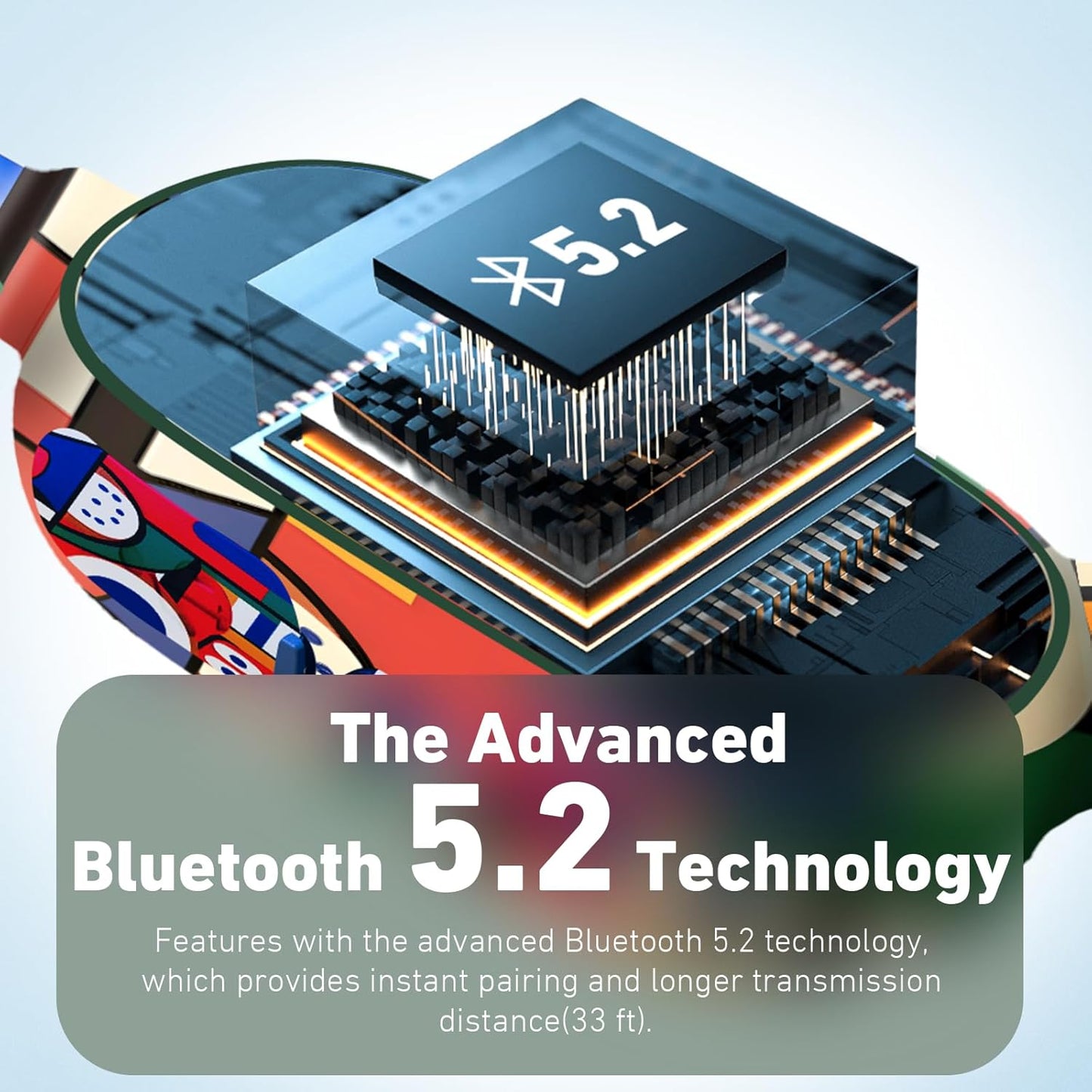 Kids Headphones, Bluetooth 5.2 Air Conduction Open Ear Headphones, 85dB Volume Limiting-Yellow