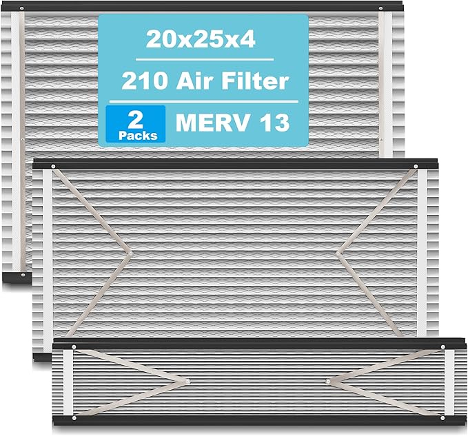(2-Pack) 210 Replacement Filter Compatible with April-Aire Air Purifiers Actual Size: 21" x 24.75" x 4", Nominal Size: 20''x25''x4'' 1210,1620,2210,2216,3210,MERV-10 Furnace Filter Replacement