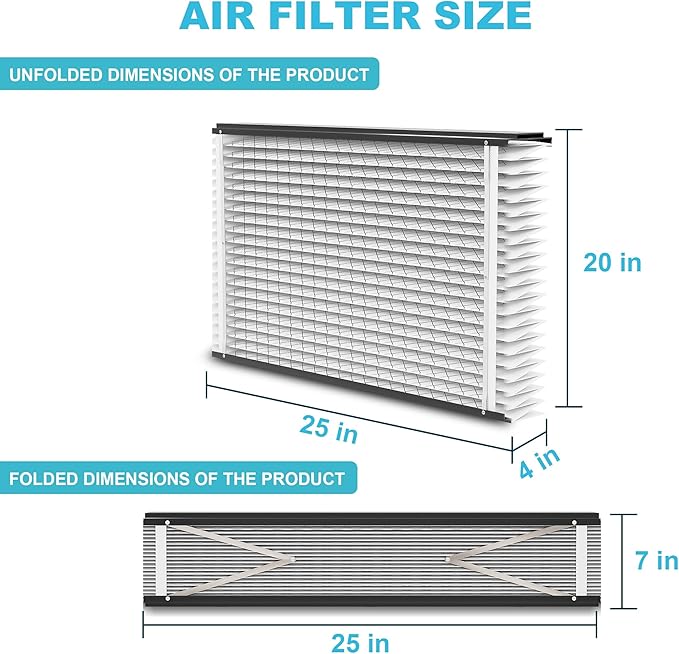 (2-Pack) 210 Replacement Filter Compatible with April-Aire Air Purifiers Actual Size: 21" x 24.75" x 4", Nominal Size: 20''x25''x4'' 1210,1620,2210,2216,3210,MERV-10 Furnace Filter Replacement