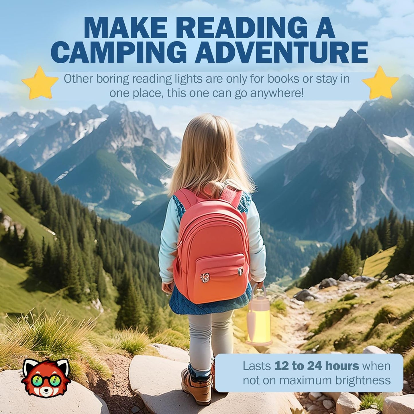 Kids Lantern Book Night Light Lamp for Camping Gear, Kids Reading Light, Toddler Camping NightLight, LED Study Desk Lamp for Students, USB Rechargeable 6-12 Hour Battery for Emergencies Power Outages