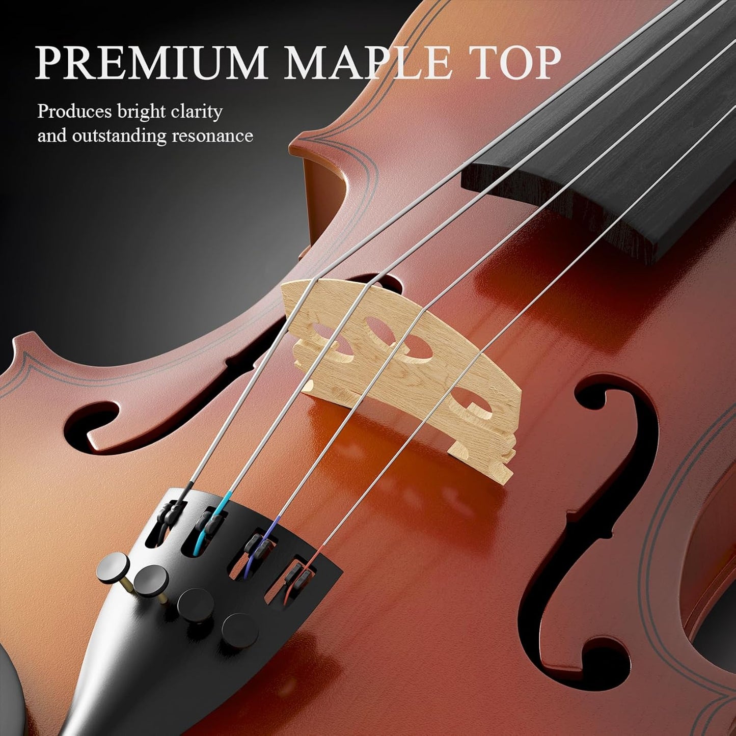 1/8 Beginner Violin Kit, Complete Violin Set with Case, Bow, Rosin, Natural Finish