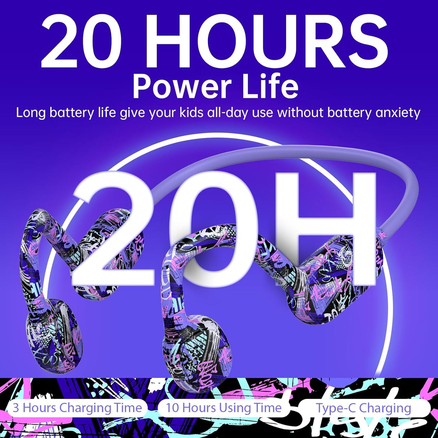 Kids Headphones, Bluetooth 5.2 Air Conduction Open Ear Headphones, 85dB Volume Limiting, Stereo Sound with Mic, IPX5 Waterproof, 20H Playtime, Perfect for School and Outdoor-Deep Blue