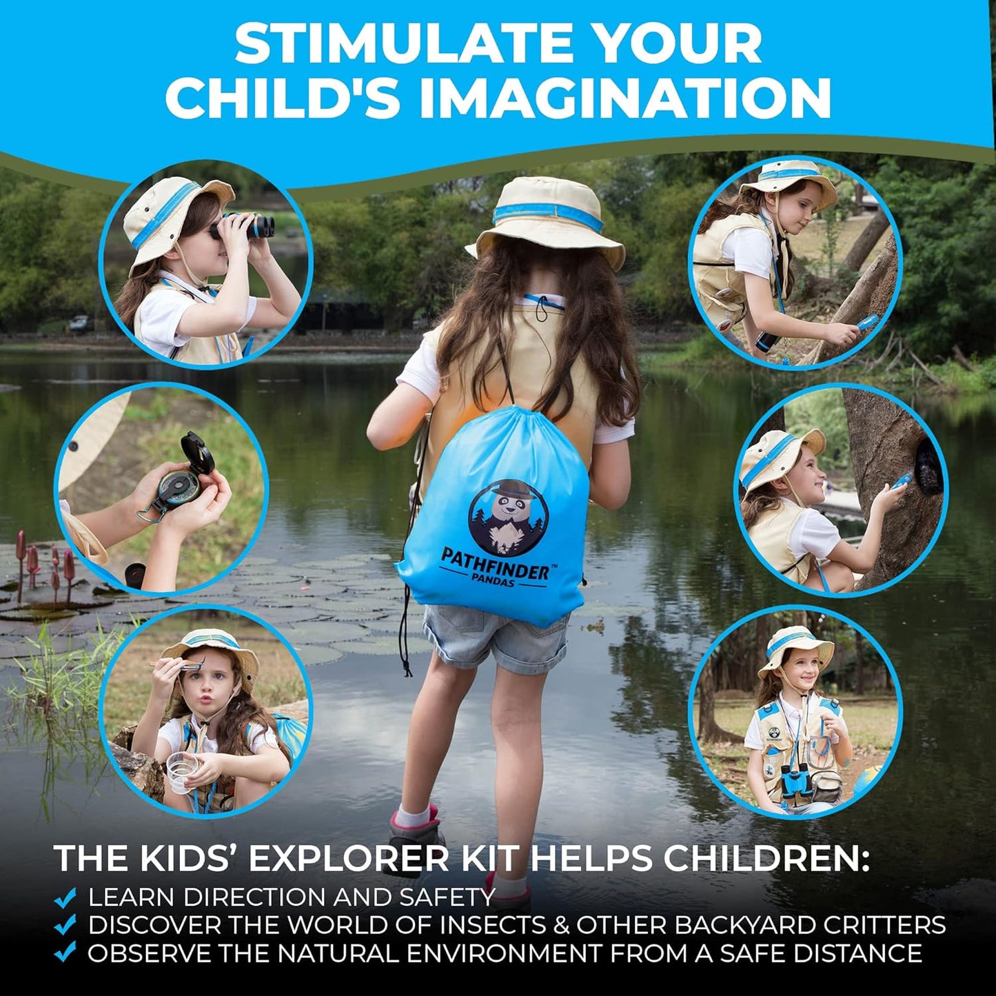 Kids Explorer Kit with Safari Vest & Hat for 3-12 Year Old Boys & Girls - Safari Costume Kids, Zoo Keeper, Paleontologist, Bug Kit & More - Giftable STEM Outdoor Explorer Kit for Kids + Bug Ebook