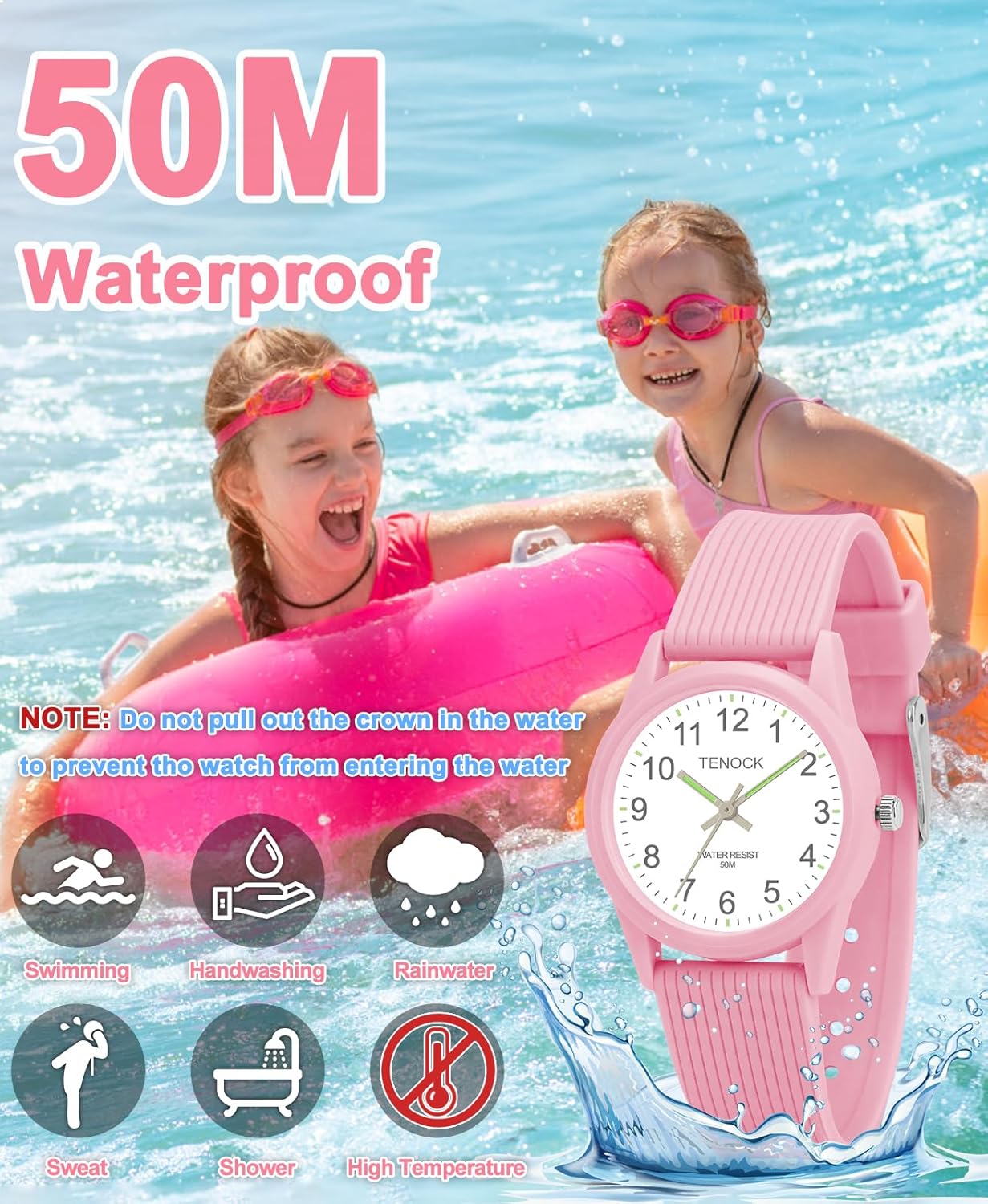 Kids Analog Watches for Girls Boys Watches with Soft Band Learning Time 50M Waterproof Children Watch Easy to Read for Ages 4-12 Kids Gift