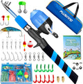PLUSINNO Kids Fishing Pole, Portable Telescopic Fishing Rod and Reel Combo Kit - with Spincast Fishing Reel Tackle Box for Boys, Girls, Youth