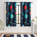 Kids Space Themed Blackout Curtains - 2 Panels, Each W42×L54, 100% Blackout, Perfect for Bedroom and Nursery, Energy Saving with Vibrant Cosmos Patterns