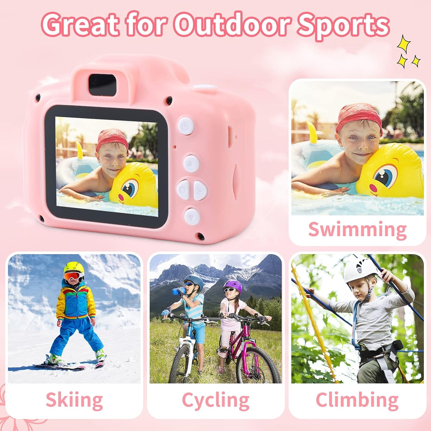 Kids Camera Underwater Waterproof Digital Camera for Kids 2 Inch IPS Screen 1080P HD Kids Video Action Camera for 3 4 5 6 7 8 9 10 Year Old Girls Boys Thanksgiving Christmas Birthday Gift