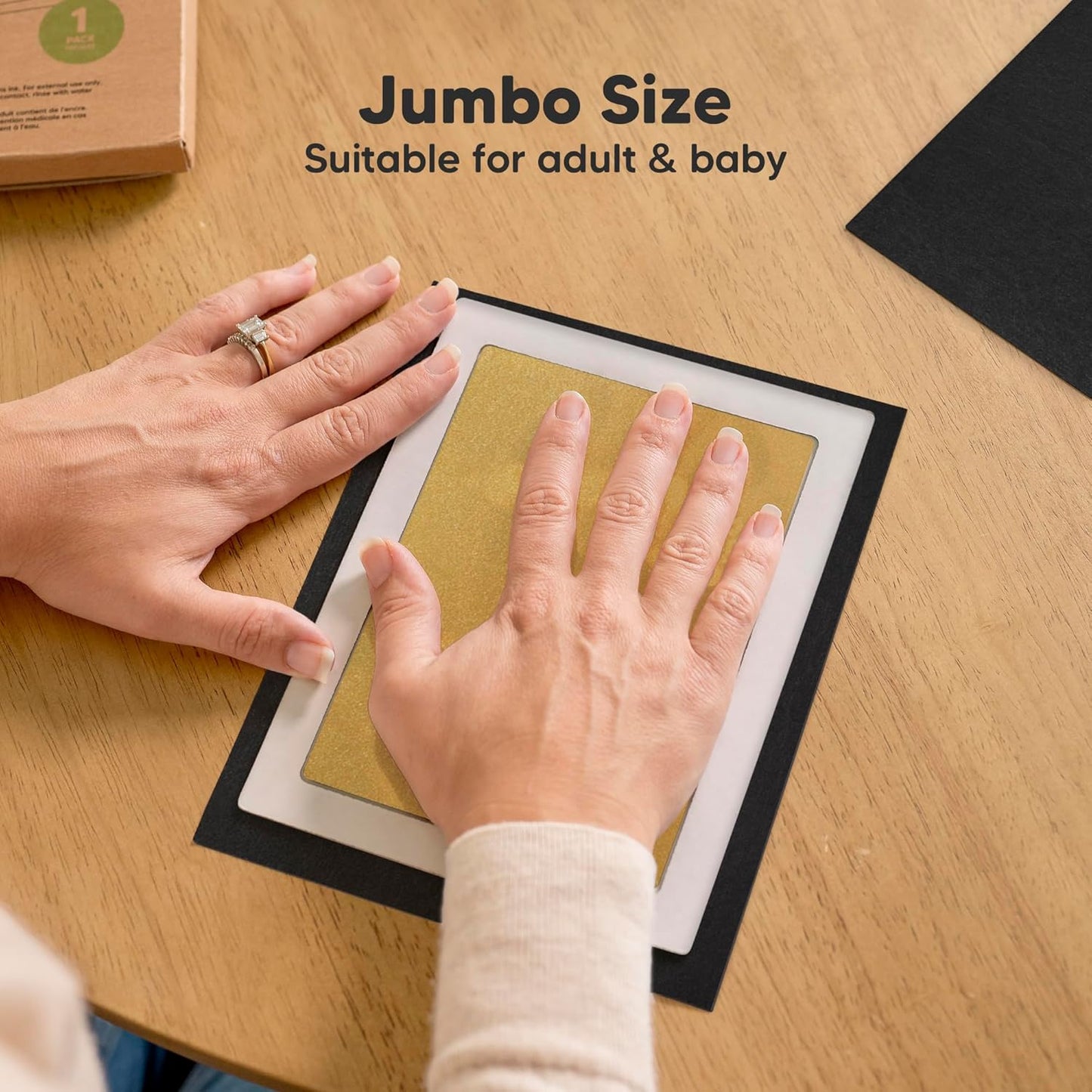1-Pack Inkless Baby Hand and Footprint Kit - Mess Free Ink Pad for Newborn Keepsake, Dog Nose & Paw Print Kit, Clean Touch Ink Pad for Baby Hand & Footprints, Ideal New Mom Gifts (Gold, Jumbo)