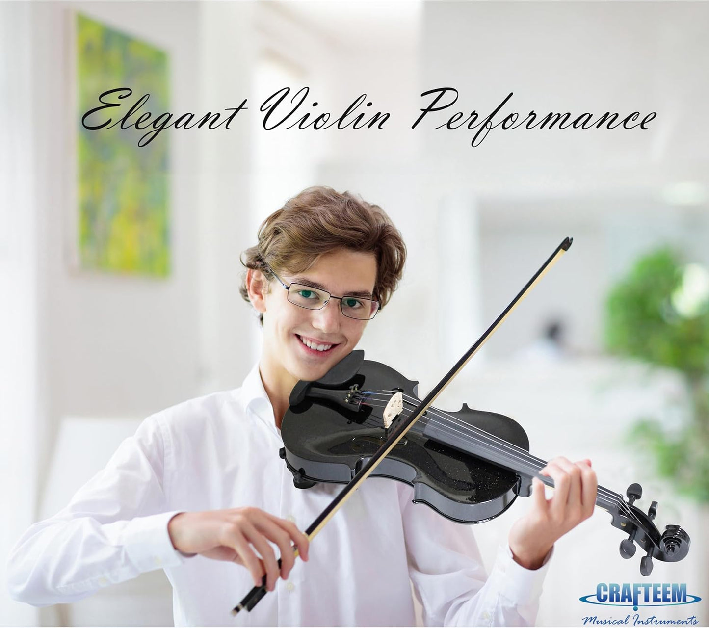 1/2 Fiddle Black Colored Premium Violin Outfit for Beginners Adults Kids With 5 Color Fingering Tape- Handcrafted Student Beginner Violin.(Black, 1/2)