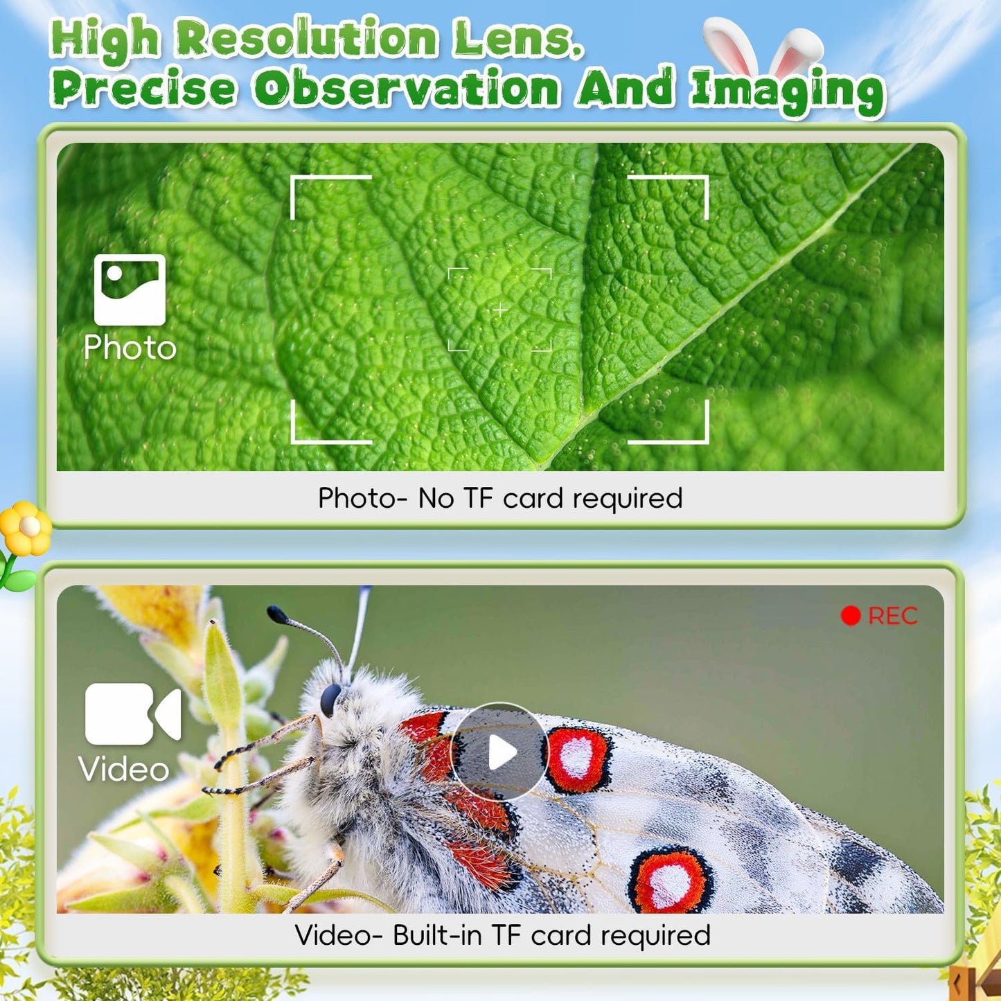 Kids Microscope, Ahalfcit 2 Inch Screen 1000X Zoom Portable Camera Microscope - Science Educational Toys Gift for 3-12 Years Old Boys Girls -White