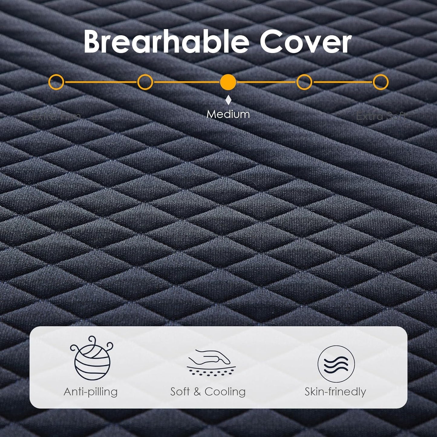 10 Inch Gel-Infused Memory Foam Mattress Twin Size,Medium Soft with Removable Washable Cover Cooling Gel Bed in a Box,CertiPUR-US Certified,38"X75"X10" Navy Blue