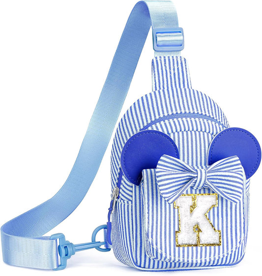 Kids Cross Body Bag, Birthday Gifts for 3 4 5 6 7 8 9 Year Old Girls Gift, Small Sling Bags for Girls Kid Daughter Birthday Gift for Kids Girl Monogram Small Belt Bag (Blue K)